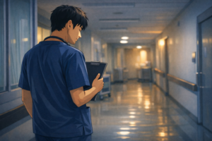 病院で死に方を考える男性看護師