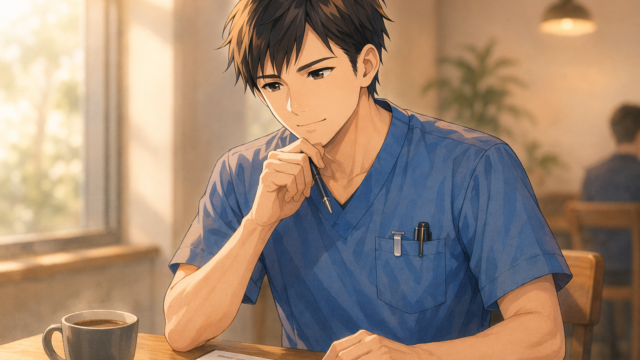 看護師の転職 志望動機を考える看護師のイラスト