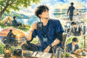朝の明るい病院で笑顔で働く看護師