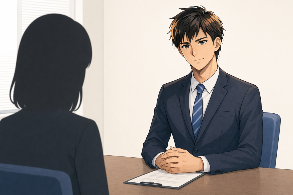 面接を受ける看護師のイラスト