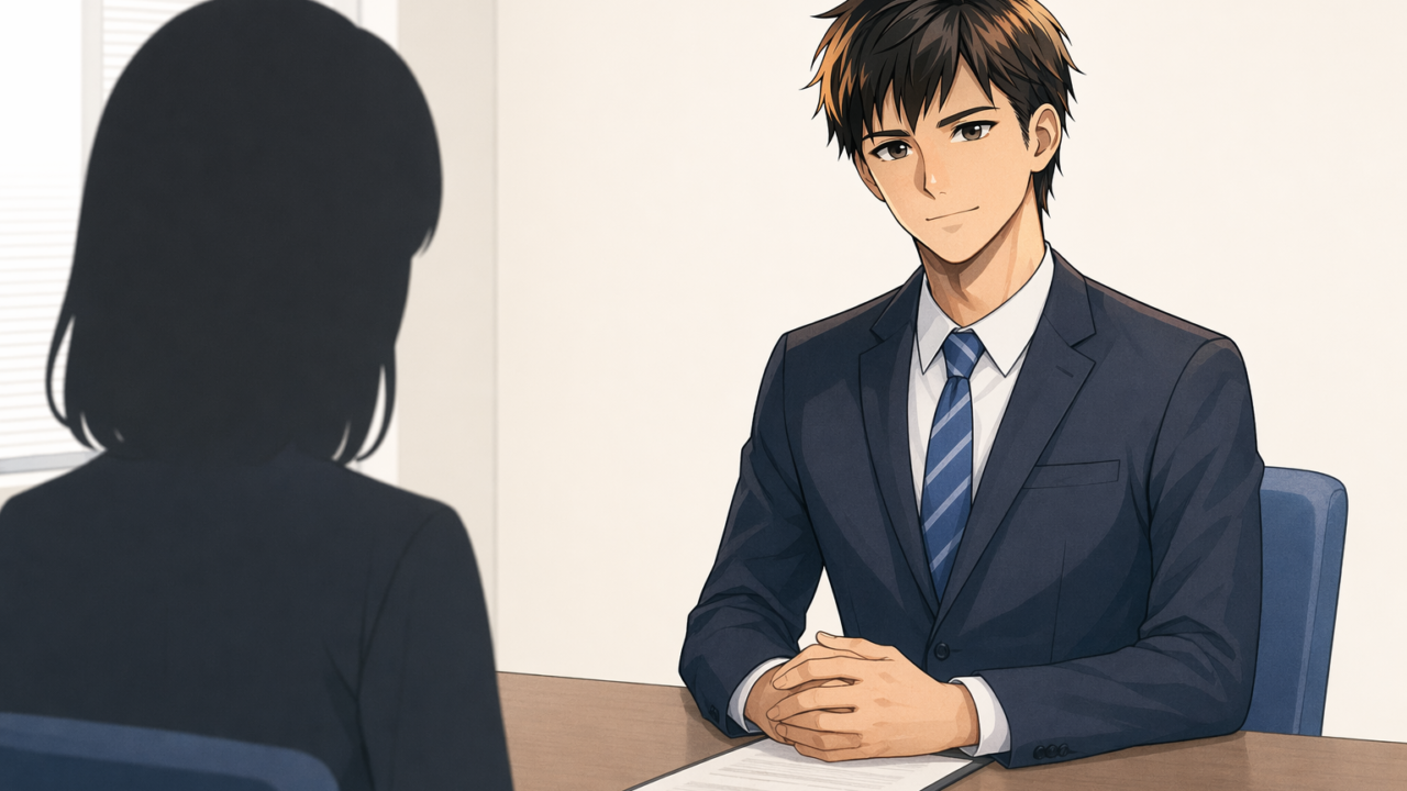 面接を受ける看護師のイラスト