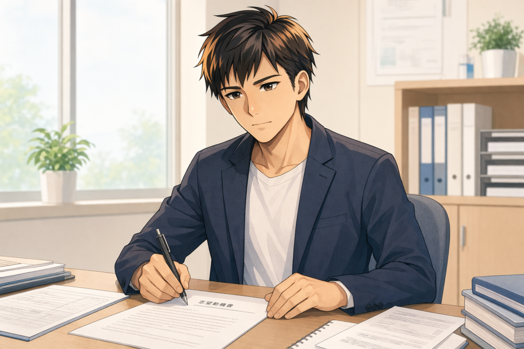 志望動機を書く看護師のイラスト