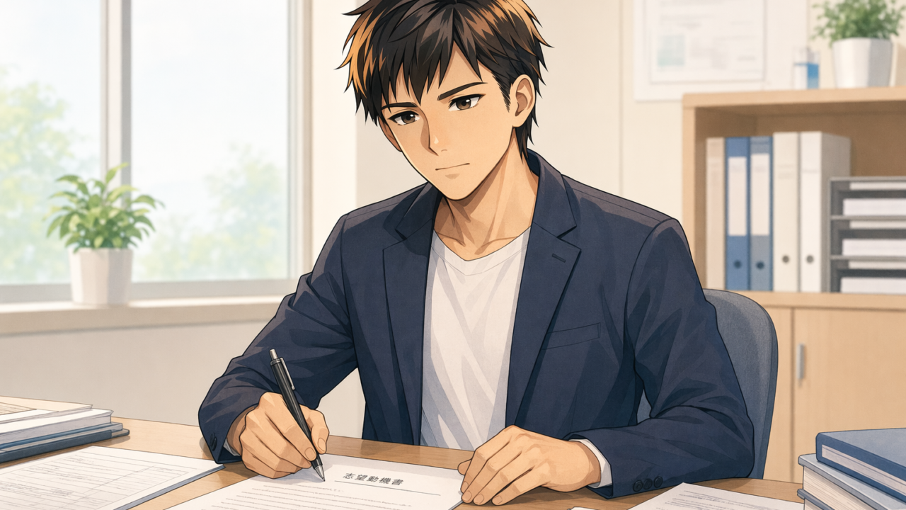 志望動機を書く看護師のイラスト