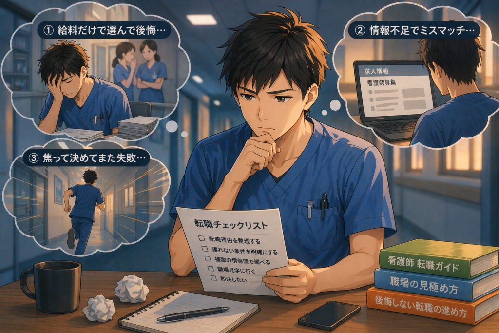 悩む新人看護師のイメージ